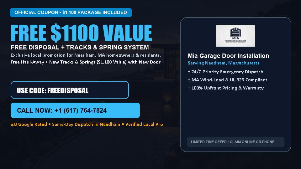 FREE Old Door Haul-Away & Heavy-Duty Tracks in Needham, MA - Mia Garage Door Installation