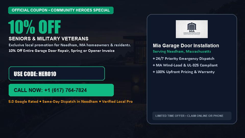 10% OFF Senior, Military & First Responder Discount in Needham, MA - Mia Garage Door Installation
